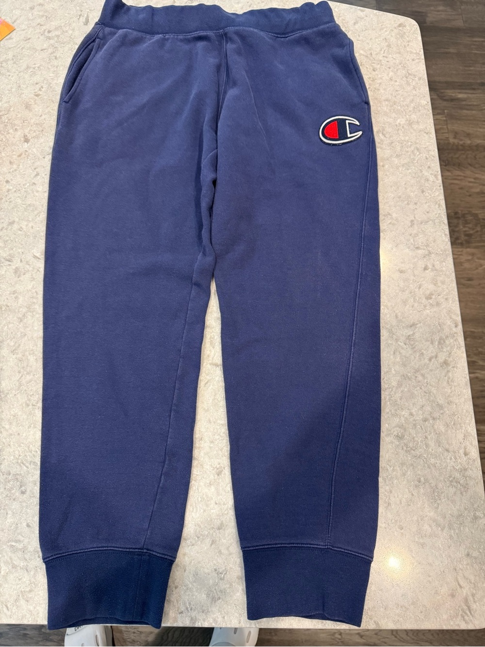 Champion Navy Fleece Joggers with Logo Patch